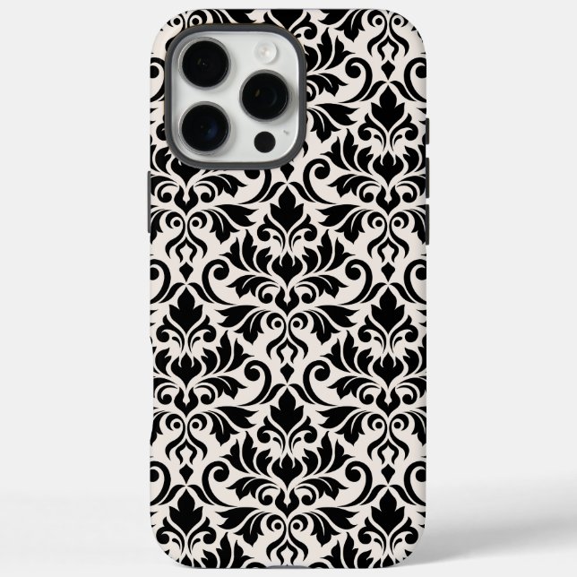 Flourish Damask Big Pattern Black on Cream Case-Mate iPhone Case (Back)