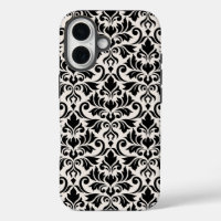 Flourish Damask Big Pattern Black on Cream