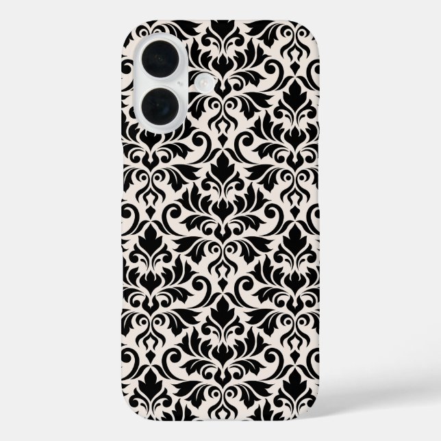 Flourish Damask Big Pattern Black on Cream Case-Mate iPhone Case (Back)