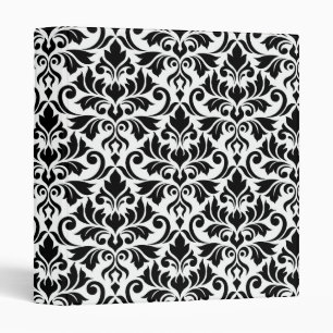 Flourish Damask Big Pattern Black on White Binder