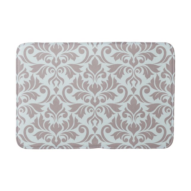 Flourish Damask Lg Pattern Taupe on Duck Egg Blue Bath Mat (Front)