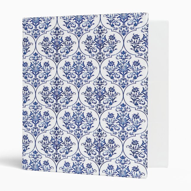 Flourish Damask Pattern - blue Binder (Front/Inside)