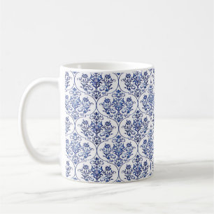 Flourish Damask Pattern - blue Coffee Mug