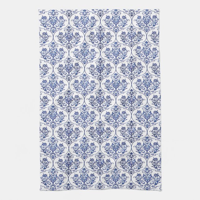 Flourish Damask Pattern - blue Kitchen Towel (Vertical)