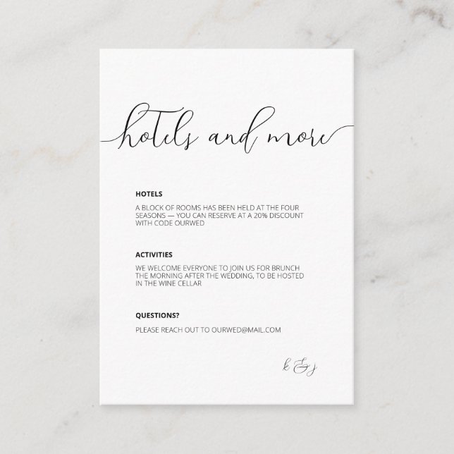 Flourish • Delicate Modern Script • Black & White Enclosure Card (Front)