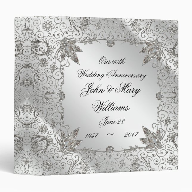 Flourish Diamond 60th Anniversary 1.5" Binder (Front/Spine)
