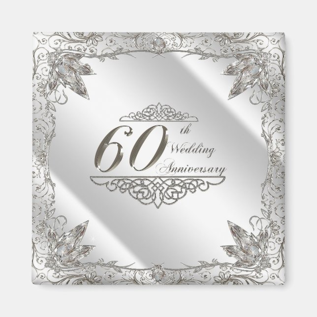 Flourish Diamond 60th Wedding Anniversary Magnet (Front)