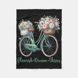 Flourish Dream Thrive Floral Bike Subtle 8647 Trum Fleece Blanket