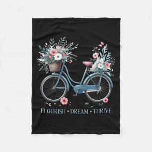 Flourish Dream Thrive Floral Bike Subtle 8647 Trum Fleece Blanket
