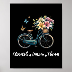 Flourish Dream Thrive Floral Bike Subtle 8647 Trum Poster