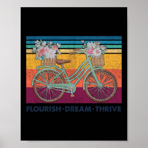 Flourish Dream Thrive Floral Bike Subtle 8647 Trum Poster