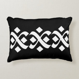 Flourish Elegant Black and White Accent Pillow
