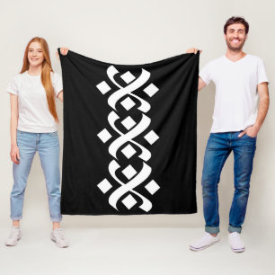 Flourish Elegant Black and White Fleece Blanket