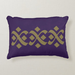 Flourish Elegant Purple and Dark Beige Accent Pillow