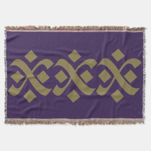 Flourish Elegant Purple and Dark Beige Throw Blanket