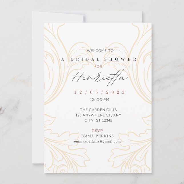 Flourish Filigree Bridal Shower Invite (Front)