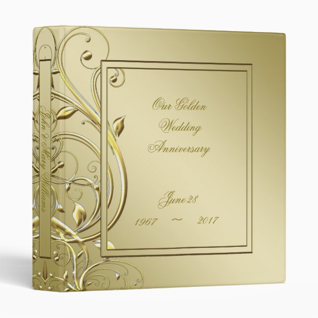 Flourish Gold 50th Wedding Anniversary Binder (Front/Spine)