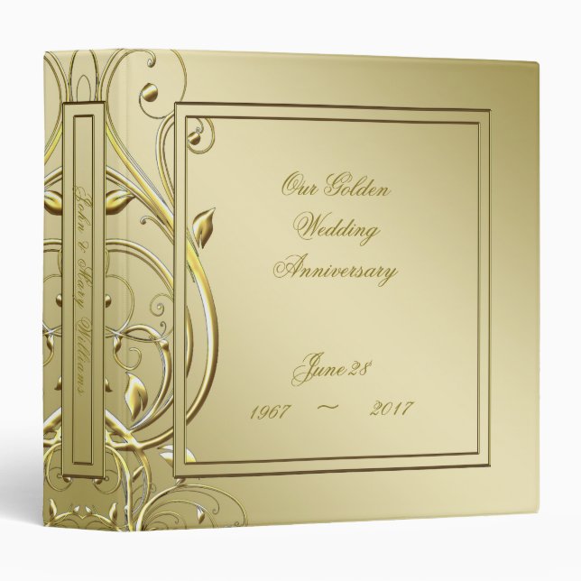 Flourish Gold 50th Wedding Anniversary Binder (Front/Spine)