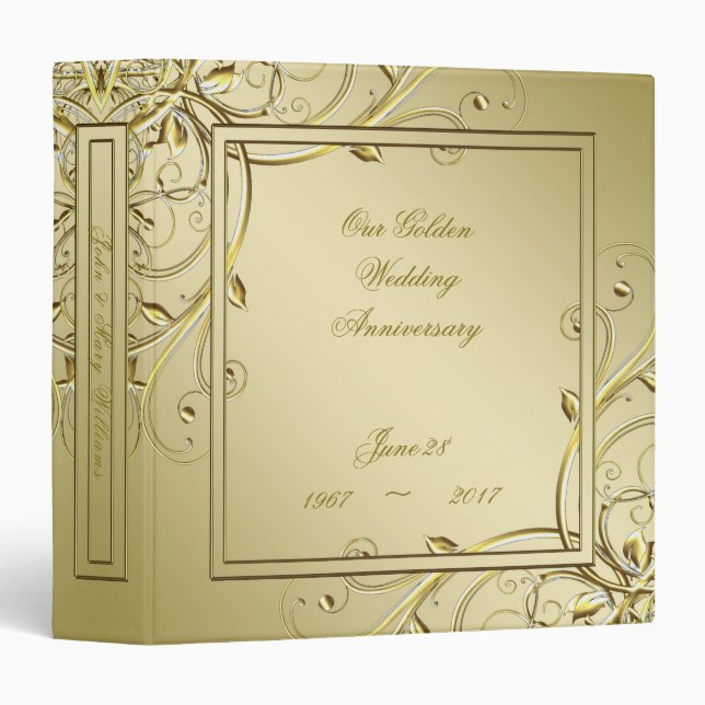 Flourish Gold 50th Wedding Anniversary Binder (Front/Spine)