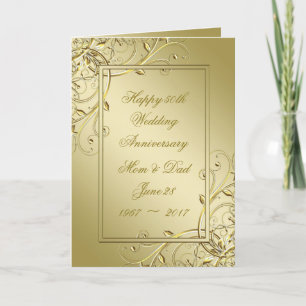 Flourish Gold 50th Wedding Anniversary Card