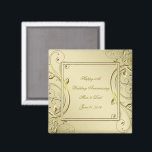 Flourish Gold 50th Wedding Anniversary Magnet<br><div class="desc">A Digitalbcon Images Design featuring a gold colour and flourish design theme with a variety of custom images, shapes, patterns, styles and fonts in this one-of-a-kind "Flourish Gold 50th Wedding Anniversary" Square Magnet. This elegant and attractive design comes complete with customizable text lettering both on the front and the reverse...</div>