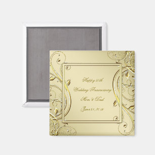 Flourish Gold 50th Wedding Anniversary Magnet