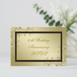 Flourish Gold 50th Wedding Anniversary RSVP Card