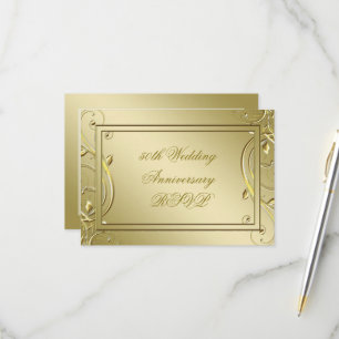 Flourish Gold 50th Wedding Anniversary RSVP Card