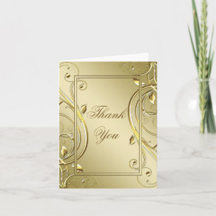 Flourish Gold 50th Wedding Anniversary Thank You Note Card