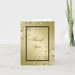 Flourish Gold 50th Wedding Anniversary Thank You Note Card