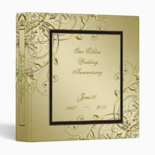 Flourish Gold Black 50th Wedding Anniversary Binder