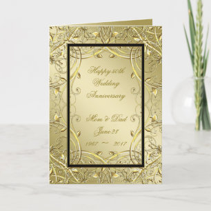 Flourish Gold Black 50th Wedding Anniversary Card