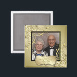 Flourish Gold Black 50th Wedding Anniversary Photo Magnet<br><div class="desc">A Digitalbcon Images Design featuring a gold and black colour and flourish design theme with a variety of custom images, shapes, patterns, styles and fonts in this one-of-a-kind "Flourish Gold 50th Wedding Anniversary" Photo Square Magnet. This elegant and attractive design comes complete with customizable text lettering and photo insert to...</div>