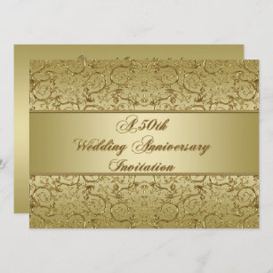 Flourish Golden 50th Wedding Anniversary Invitation