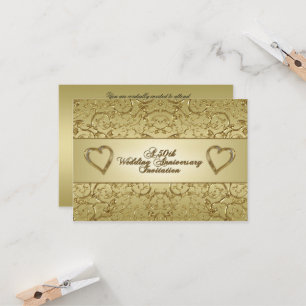Flourish Golden 50th Wedding Anniversary Invitation
