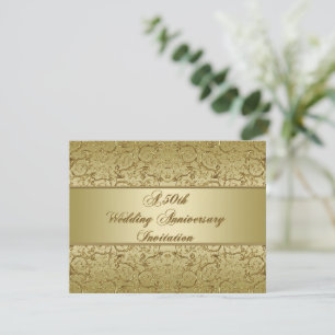 Flourish Golden 50th Wedding Anniversary Invitation