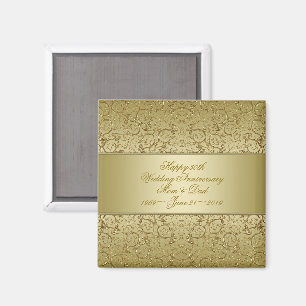 Flourish Golden 50th Wedding Anniversary Magnet