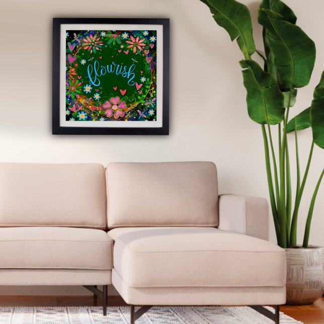 Flourish Green Pink Floral Pretty Inspiring Poster (Creator Uploaded)