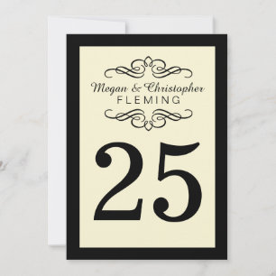 Flourish Ivory and Black Number 25 Table Card
