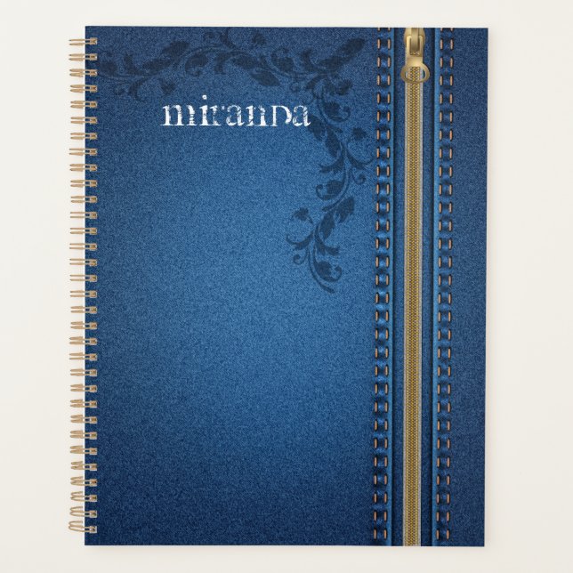 Flourish Painted Jeans Denim Planner (Front)