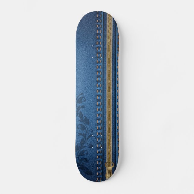 Flourish Painted Jeans Denim Skateboard (Front)