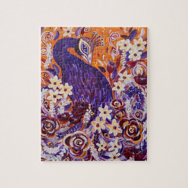 Flourish Peacock Floral Puzzle (Vertical)