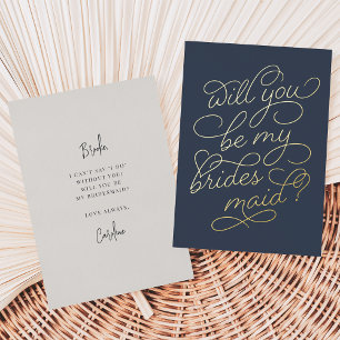 Flourish Script Be My Bridesmaid Foil Card