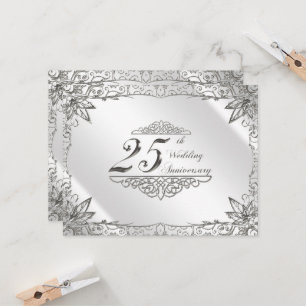 Flourish Silver 25th Wedding Anniversary Invite