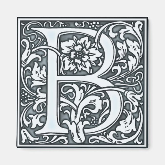 flourish silver monogram - B Magnet (Front)