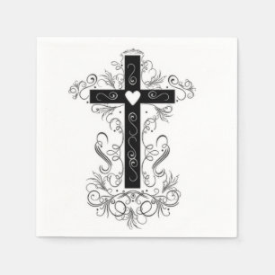 Flourish styled cross napkin