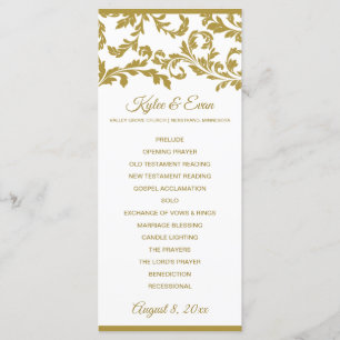 Flourish Tall Elegant Wedding Program   Gold