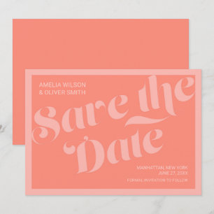 Flourish Typography Coral Salmon Save the Date