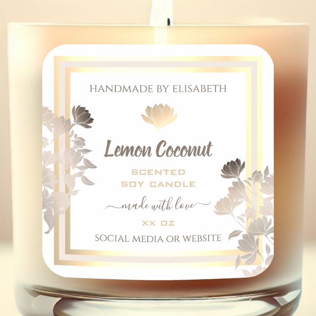 Flourish White et Gold Étiquettes d'emballage de p (Créateur téléchargé)