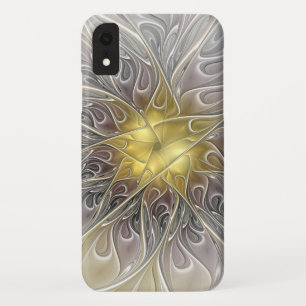 Flourish With Gold Modern Abstract Fractal Flower iPhone XR Case